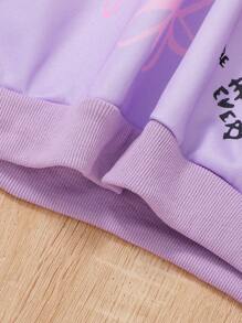SHEIN Set de 2 piezas de sudadera con cuello redondo y diseño de corazón, y pantalón de chándal largo para niña preadolescente, conjunto lindo