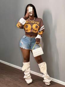 Slaydiva Nueva sudadera informal con estampado de letras para otoño, estilo callejero, adecuada para uso diario, Año Nuevo, Día de San Valentín