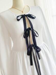 SHEIN Frenchy Plus Size Casual Elegant Bowknot Wrap Long Dress
