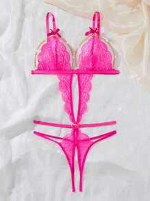 SpicyHot 1 bộ đồ lót ren gợi cảm cho nữ khi đi chơi - Màu Hồng Tươi - Xem 3