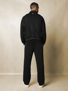 SUMWON Retro Athletic Track Suit Workout Training Set Striped Side Tape Co-Ord Warm Up Suit Performance Casual Sporty Athleisure Winter Full Zip Set - Black - View 3