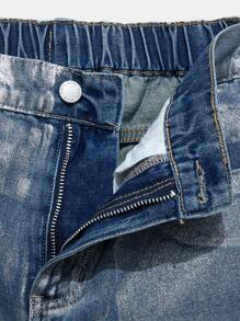 SHEIN Teenager Jungen Mode Lässig Vintage blau Heißsilber nostalgisches Design bequeme weite Jeans für Jungen Kostüme, Alltagskleidung und Herbst/Winter Teenager Jungen Kleidung - Blau - Übersicht 5