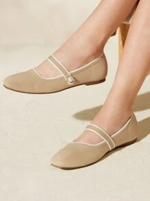 CUCCOO BASICS Chaussures plates élégantes et confortables pour femmes avec garniture bicolore, neuves pour les fêtes de fin d'année