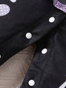 SHEIN Baby Girl Skeleton Print Contrast Mesh Hooded Jumpsuit - Purple - View 6