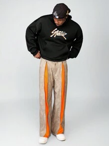 Manfinity VCAY Men's Letter Print Pocket Hoodie Sweatshirt, For Fall Winter - Black - View 4