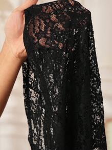 Taranthola Designer Black Sheer Lace Ruched Wrap Mermaid Sexy Long Skirt Party Skirt, Going Out, Spring & Summer, Festival - Black - View 7