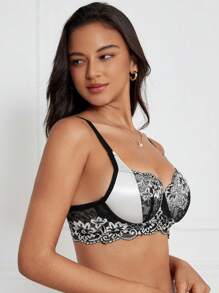 3pcs Set Women's Floral Lace Fashion Underwire Lingerie Bras - Multicolor - View 7