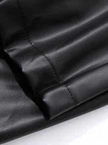 DAZY 女士纯色 PU 皮革口袋休闲长裙，适合秋冬季 - 黑色 - 查看 9