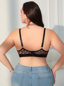 1pc Plus Size Wireless Unpadded Bra, Lift - Multicolor - View 2