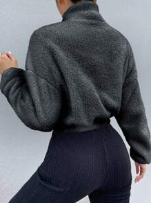 SHEIN Unity Áo khoác dày cá tính dễ thương và mềm mại - Xám - Xem 2
