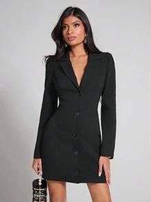 COSMINA 1 bucată rochie neagră cu pulover fără spate, toamnă/iarnă - Negru - Vizualizare 3