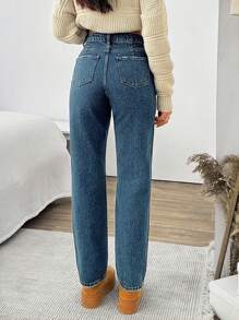 SHEIN Cottnline CASUAL HIGH RISE MOM FIT VINTAGE JEANS - Medium Wash - View 2
