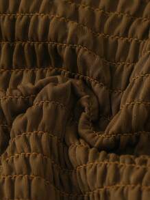 SHEIN Swim 夏季女士纯色金属装饰吊带性感比基尼套装 - 棕色 - 查看 6