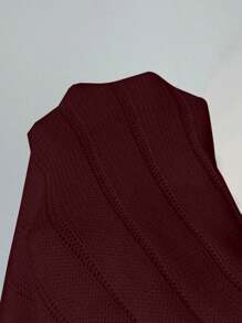 SHEIN Unity Wide Ribbed High Neck Pullover Sweater, Simple Fashion Casual Everyday Wear For New Year Knit Pullover Fall Winter - Red - View 5