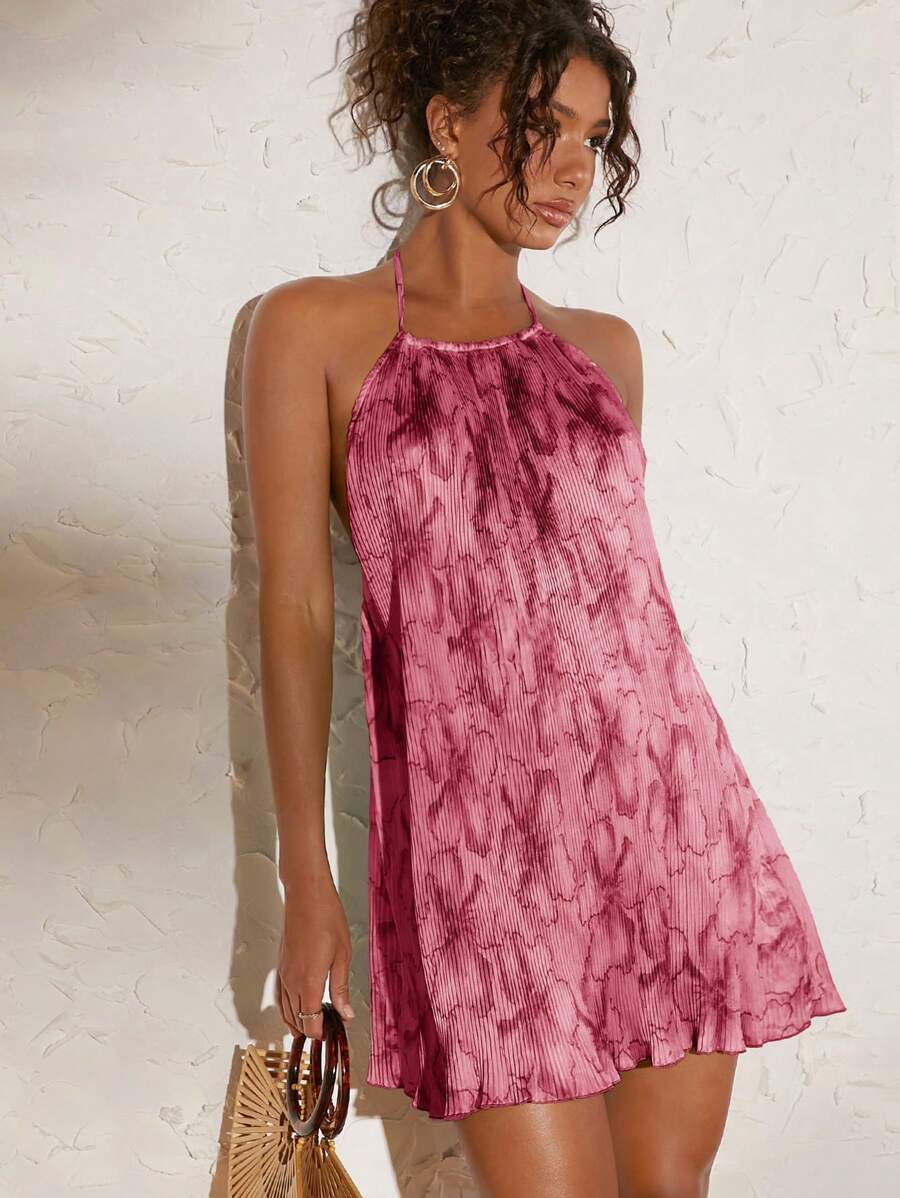 Travachic Vestido casual holgado de mujer con cuello en V y sin mangas con estampado floral