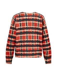 ORANGE STUDIO Artist Plaid Pattern Loose Round Neck Knitted Sweater, Suitable For Autumn/Winter, Holiday, New Year, Thanksgiving, Vacation, Festival, Ibiza Fits - Multicolor - View 2