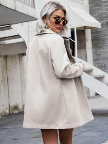 SHEIN Clasi Abrigo unicolor de doble botonadura