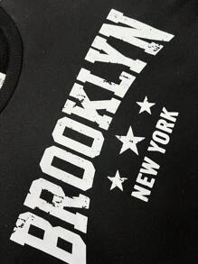 SHEIN 2 件套青少年男孩宽松休闲字母印花运动衫和格子运动裤套装 - 彩色 - 查看 4