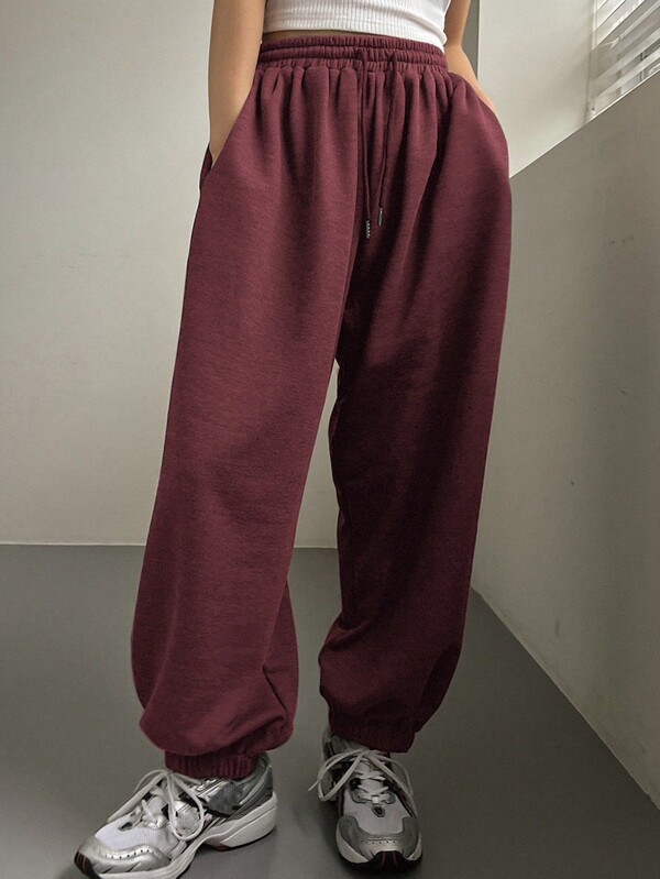 DAZY Loose Elastic Waist Drawstring Wide Leg Women Long Baggy Sweatpants,Back To School Clothes