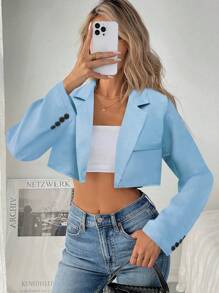 Chiquease Blazer ligero de mujer informal de unicolor corto