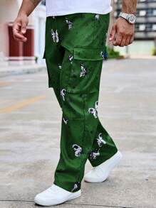 Manfinity LEGND Men's Butterfly Tie Dye Print Wide Leg Loose Cargo Pants