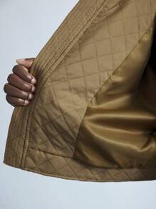 Maija Women's Solid Color With Pockets Metal Buckle Front Loose Long Sleeve Padded Coat, Early Spring / Winter Festival