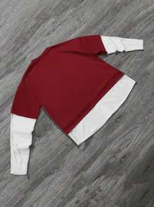 Manfinity Sporsity Herren lässige Hoodie-Pullover aus zweifarbigem Patchwork mit Buchstaben-Muster für den Herbst