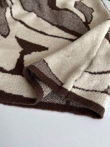 SHEIN Unity Große Größen elegantes Damen Strickkleid mit langen Ärmeln und Blumenmuster, figurbetont, für den Winter