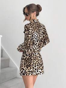 SHEIN Essnce Women's Leopard Print Pocket Mini Skirt