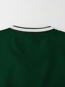 Aesthetic Post Men's Letter Flocking Loose Fit V-Neck Sweatshirt, Casual Sports Style, For Fall, Long Sleeve Top - Dark Green - View 7