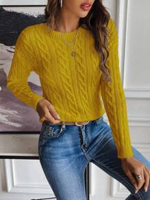 SHEIN PETITE Casual Solid Color Drop Shoulder Sweater, Suitable For Autumn And Winter