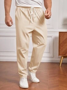 Manfinity VCAY 大码男式休闲斜口袋抽绳腰长裤，日常穿着