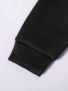 2pcs Tween Boys Graphic Hooded Sweatshirt And Sweatpants Set - Black - View 5