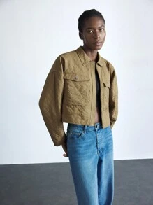 Maija Women's Solid Color With Pockets Metal Buckle Front Loose Long Sleeve Padded Coat, Early Spring / Winter Festival