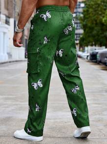 Manfinity LEGND Men's Butterfly Tie Dye Print Wide Leg Loose Cargo Pants