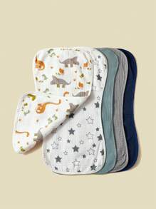 paquete de 5 paños de algodón tipo toalla para eructos de bebé niño, con estampado de dinosaurios, suaves y absorbentes