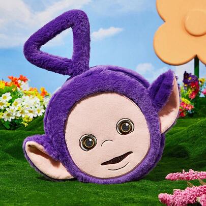 Teletubbies X SHEIN Bolsa de cosméticos de peluche con bordado del personaje Tinky Winky de , bolsa de almacenamiento linda