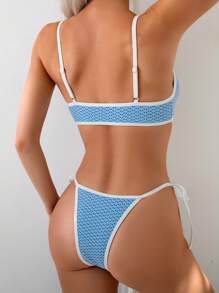 Bikini de dos piezas informal de vacaciones de verano azul casual para mujeres