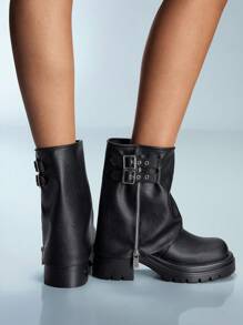 CUCCOO GRLICON 女士踝靴，Y2K风格、朋克风格、机车风格、酷女孩风格，适合万圣节、圣诞节、派对等场合 - 黑色 - 查看 7