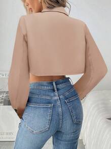 Chiquease Women's Casual Notched Collar Short Long Sleeve Blazer Jacket For Commuting, Autumn