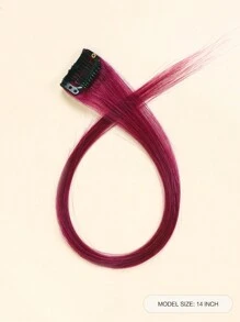 1pc Red Colored Straight Clip In Human Hair Extension Burgundy Color Clip Ins Hair Extensions Halloween Costumes - SBUGB - View 2