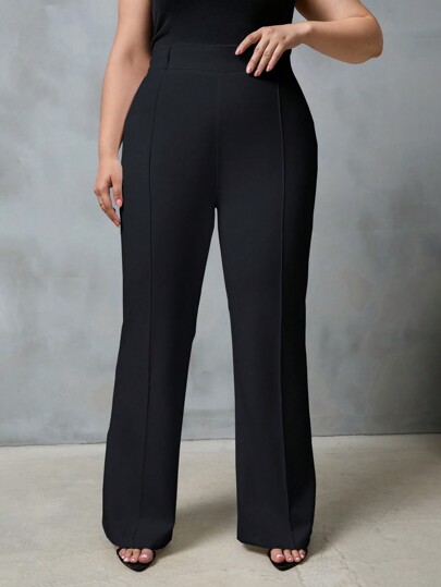 Plus High Waist Flare Leg Suit Pants