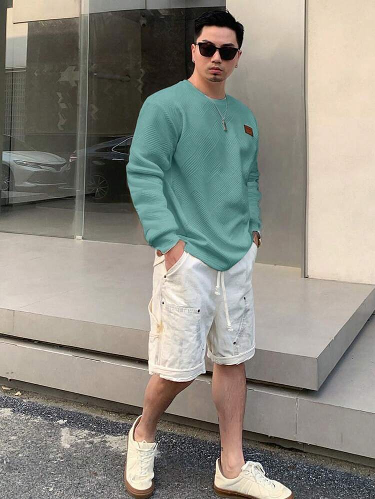 Men's Casual Letter Print Crew Neck Long Sleeve T-Shirt, Autumn/Winter Summer, Fall Easter