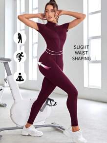 SHEIN Sport Studio Solid Color Seamless Fitted Athletic Jumpsuit
