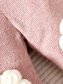 SHEIN Baby Girl Bottoms, Fashion Minimalist Casual Cute Floral Crochet Warm Versatile Style, New Autumn/Winter - Pink - View 5