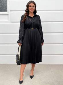 Rometta Đầm Maxi Dự Tiệc Họa Tiết Động Vật Cỡ Lớn, Ren Chắp Vá, Gợi Cảm, Trong Suốt, Trang Phục Mùa Thu Cho Nữ - màu đen - Xem 6