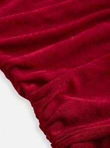 SHEIN Girlism Teen Girls Burgundy Volane Volanat Trim Rochie Bodycon Party Pentru Teen Girl, Rochie de Crăciun