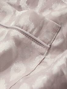 DAZY Satin Leopard Jacquard Loose Sleepwear Pajama Set, Fall Clothes