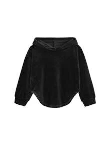 SHEIN 2 件装女婴毛绒户外时尚连帽套装 - 黑色 - 查看 13