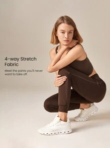 Joggers ajustados con cordón ajustable Cloudknit 2.0 con bolsillos laterales para uso diario casual - Marrón Chocolate - Ver 5